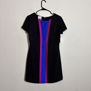 NEW WOMEN’S BY SMITH ESPANA DRESS SIZE 4 BLACK SHOULDER SILK FUSCHIA BLUE